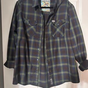 DIXXON Green and Navy Plaid Men’s Button-Down Shirt